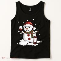 Snowman Love Wine Drink Lady Cool Snow Christmas Tank Top thumb 2