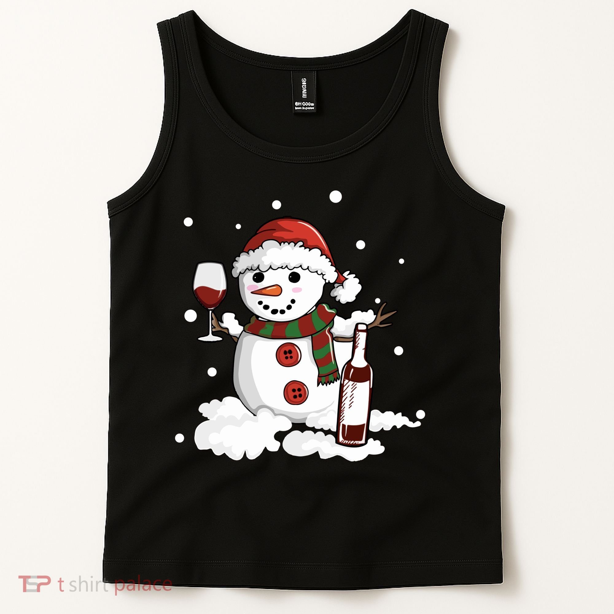Snowman Love Wine Drink Lady Cool Snow Christmas Tank Top