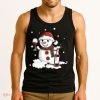 Snowman Love Wine Drink Lady Cool Snow Christmas Tank Top thumb 3