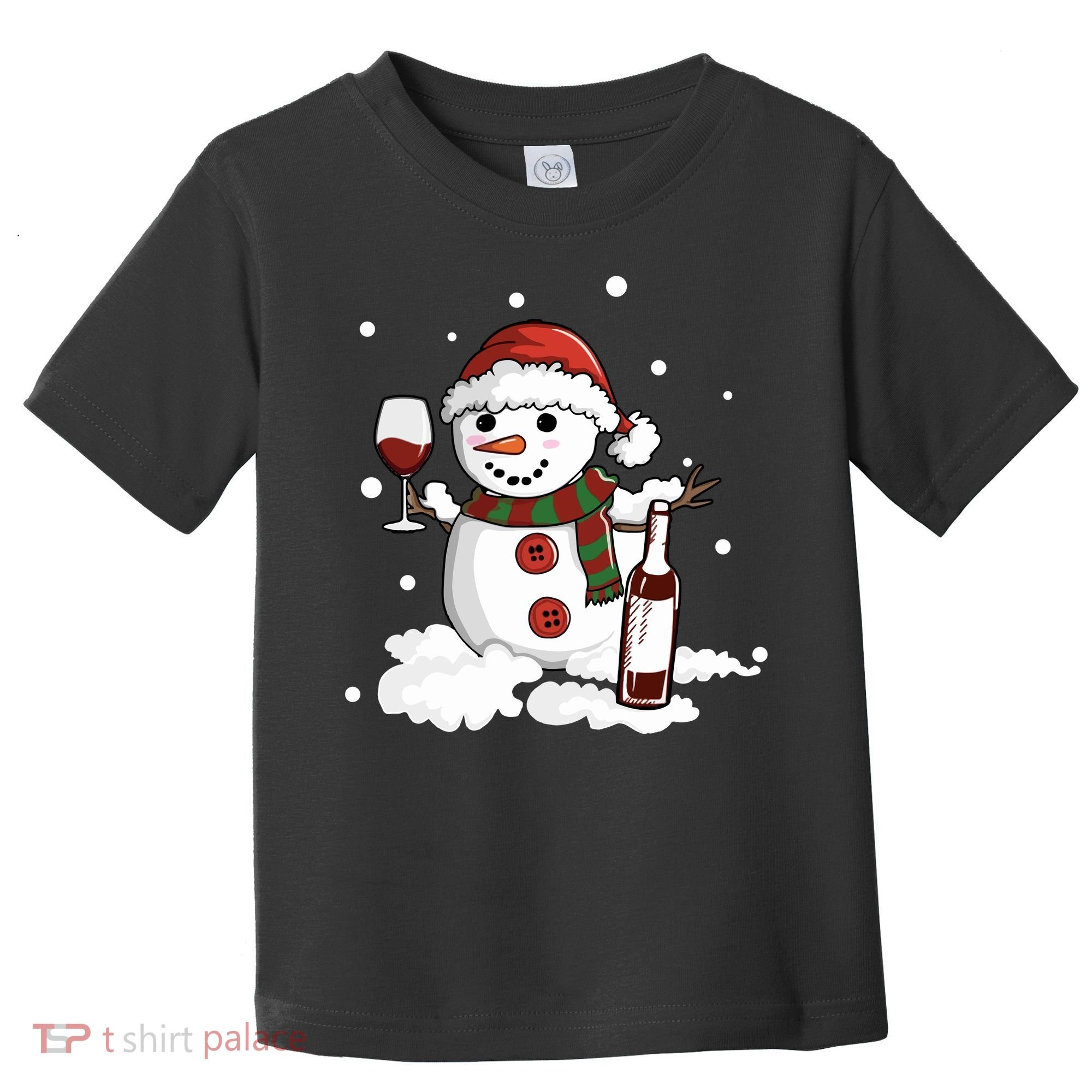 Snowman Love Wine Drink Lady Cool Snow Christmas Toddler T-Shirt