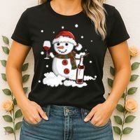 Snowman Love Wine Drink Lady Cool Snow Christmas Women's T-Shirt thumb 2