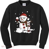 Snowman Love Wine Drink Lady Cool Snow Christmas Kids Sweatshirt thumb 0