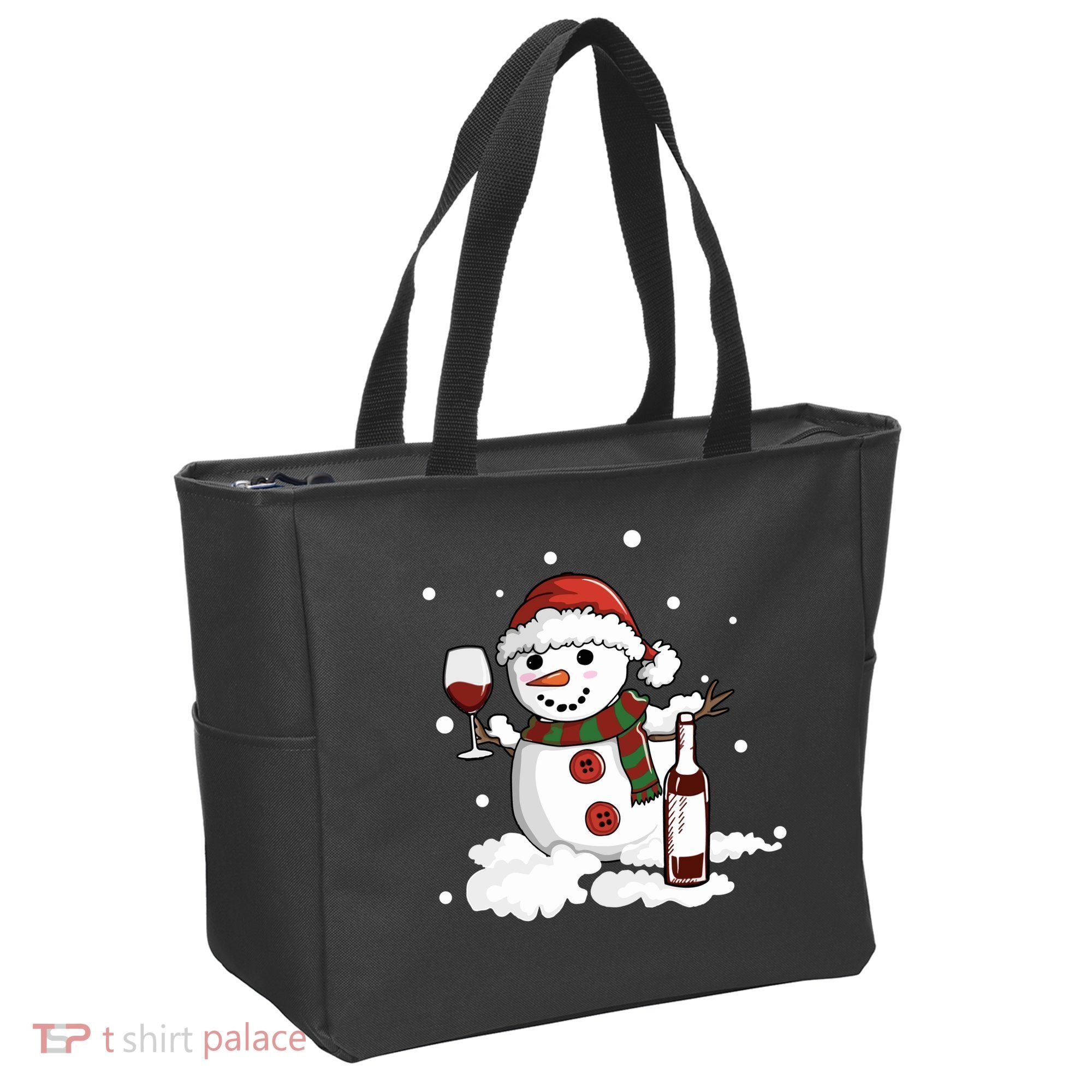 Snowman Love Wine Drink Lady Cool Snow Christmas Tote Bag