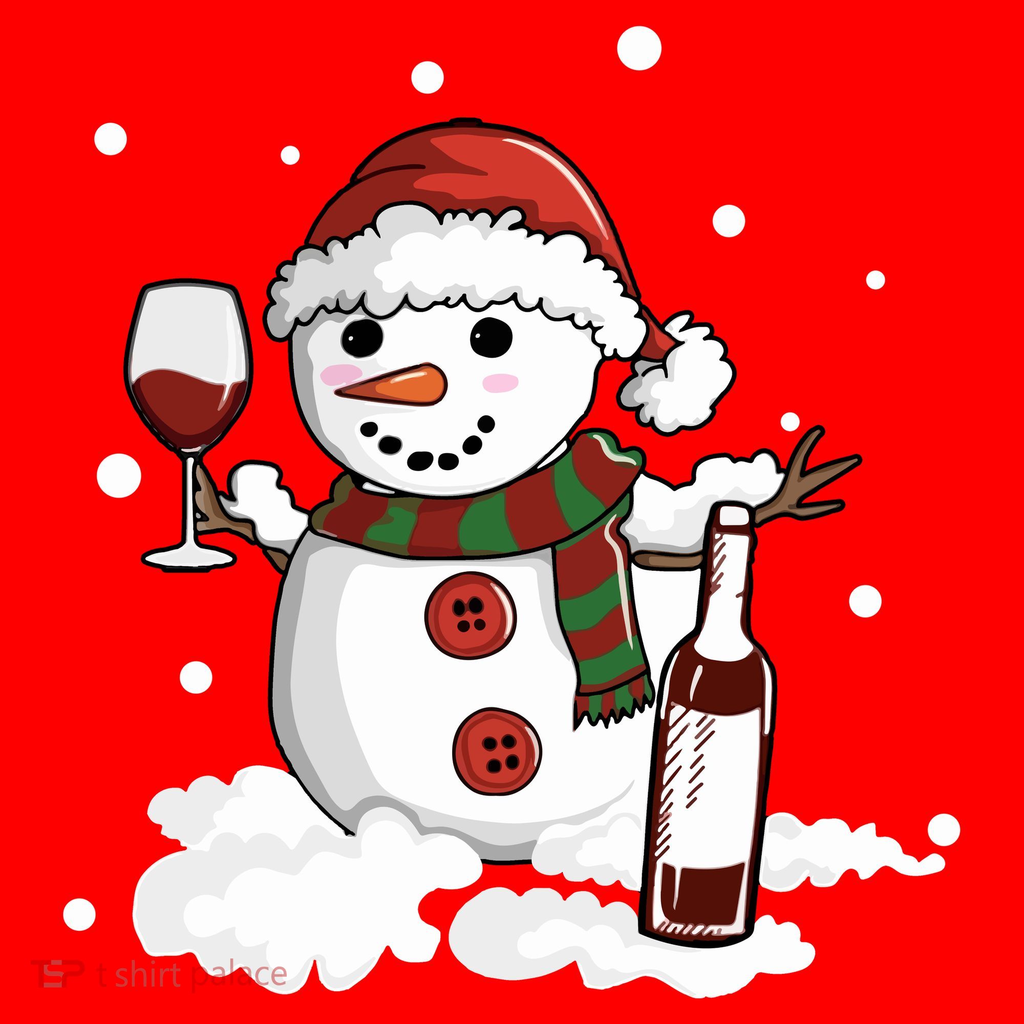 Snowman Love Wine Drink Lady Cool Snow Christmas Santa Hat