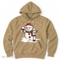 Snowman Love Wine Drink Lady Cool Snow Christmas Hoodie thumb 0
