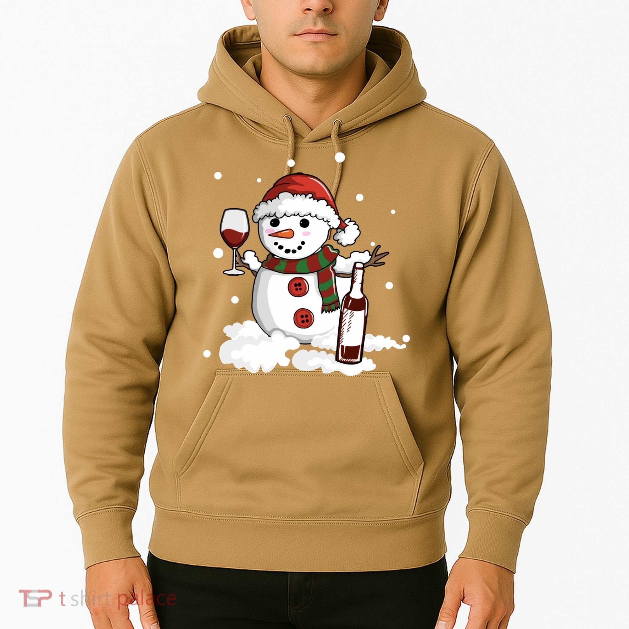 Snowman Love Wine Drink Lady Cool Snow Christmas Hoodie