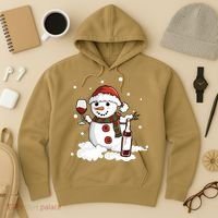 Snowman Love Wine Drink Lady Cool Snow Christmas Hoodie thumb 3