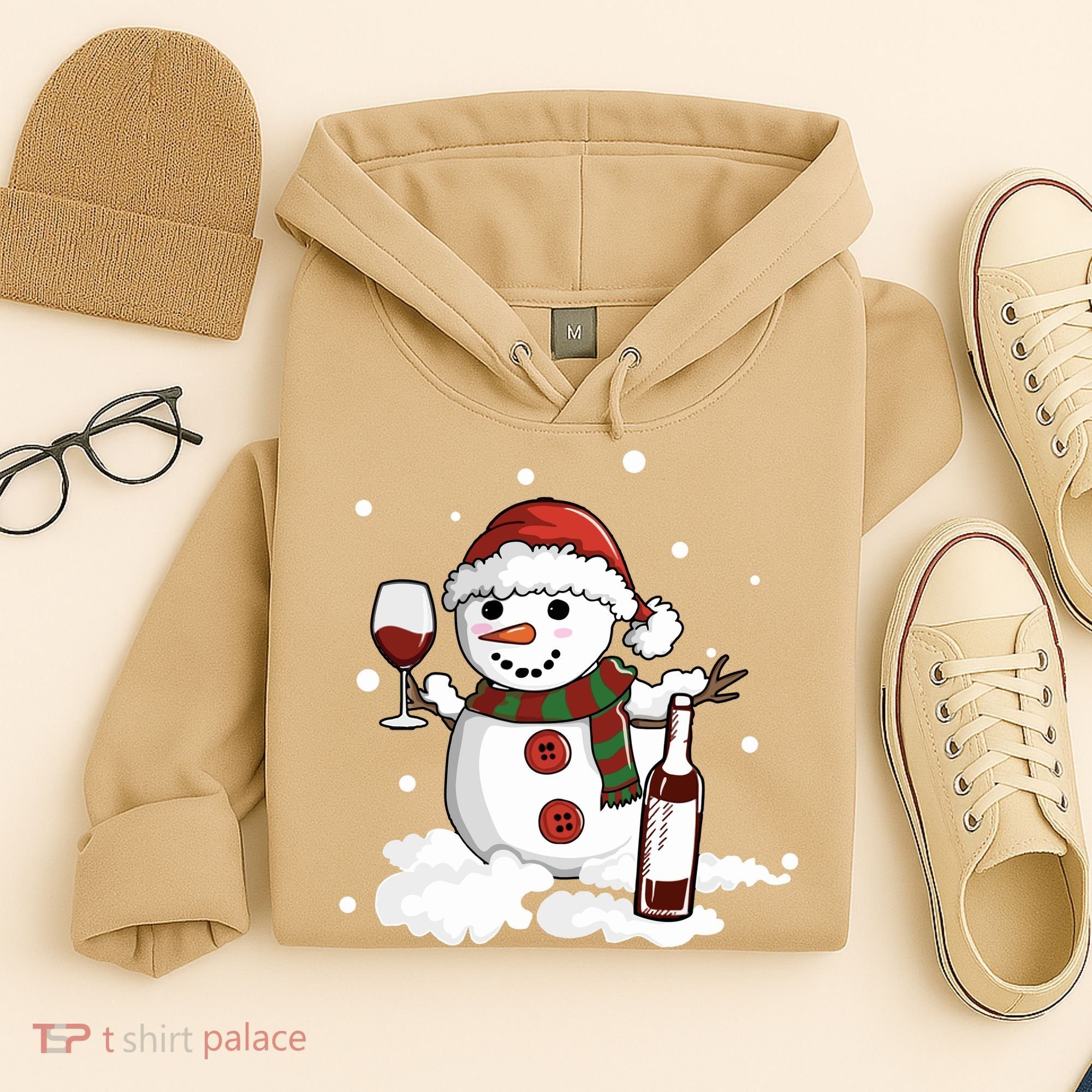 Snowman Love Wine Drink Lady Cool Snow Christmas Hoodie