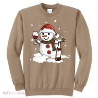Snowman Love Wine Drink Lady Cool Snow Christmas Sweatshirt thumb 0