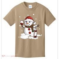 Snowman Love Wine Drink Lady Cool Snow Christmas Kids T-Shirt thumb 0