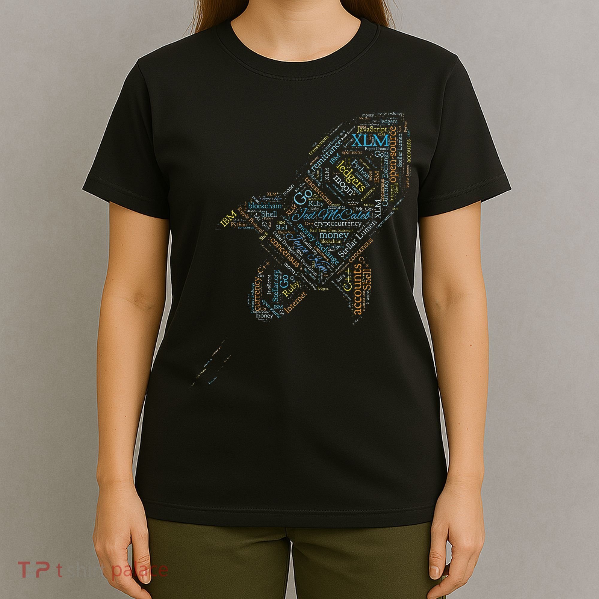 Stellar Lumens Word Cloud Alt Colors Crypto T-Shirt