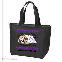 Sloth Lupus Warrior I'm Fine It's Fine Everything's Fine Invisible Illness Tote Bag thumb 3