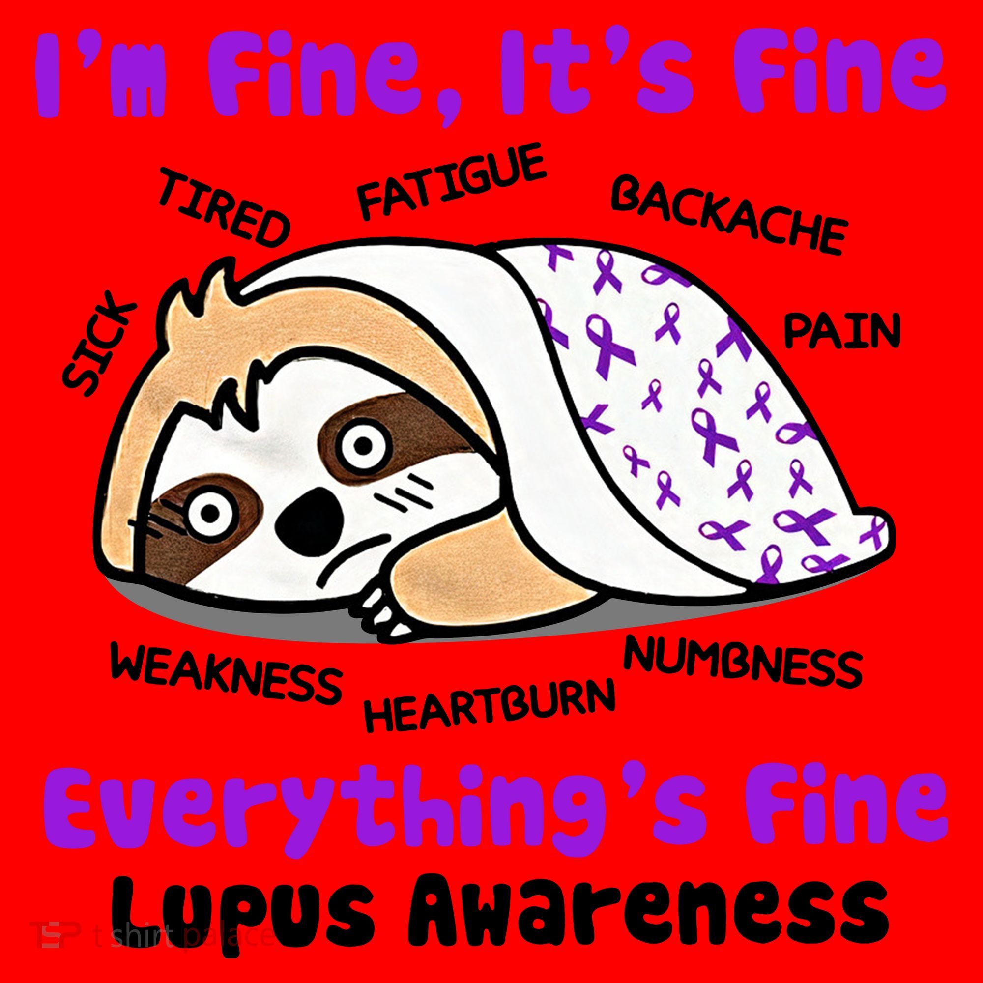 Sloth Lupus Warrior I'm Fine It's Fine Everything's Fine Invisible Illness Santa Hat
