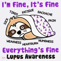 Sloth Lupus Warrior I'm Fine It's Fine Everything's Fine Invisible Illness T-Shirt thumb 7