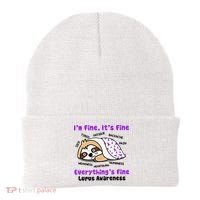 Sloth Lupus Warrior I'm Fine It's Fine Everything's Fine Invisible Illness Beanie thumb 0