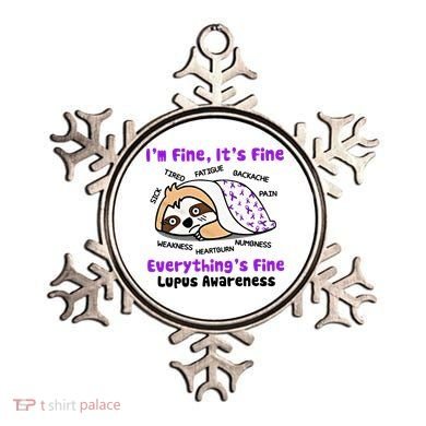Sloth Lupus Warrior I'm Fine It's Fine Everything's Fine Invisible Illness Ornament