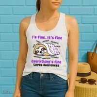 Sloth Lupus Warrior I'm Fine It's Fine Everything's Fine Invisible Illness Women's Tank Top thumb 2