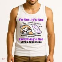 Sloth Lupus Warrior I'm Fine It's Fine Everything's Fine Invisible Illness Tank Top thumb 3