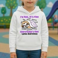 Sloth Lupus Warrior I'm Fine It's Fine Everything's Fine Invisible Illness Kids Hoodie thumb 3