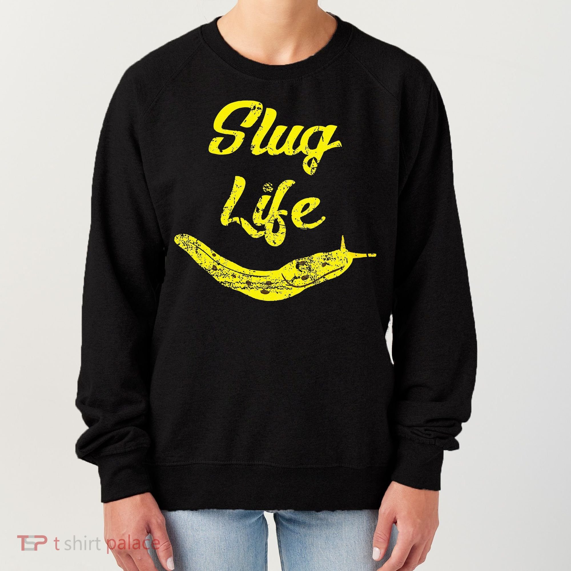 Slug Life Yellow Banana Slug Distressed Women's Sweatshirt
