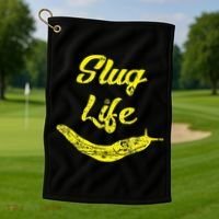 Slug Life Yellow Banana Slug Distressed Golf Towel thumb 1