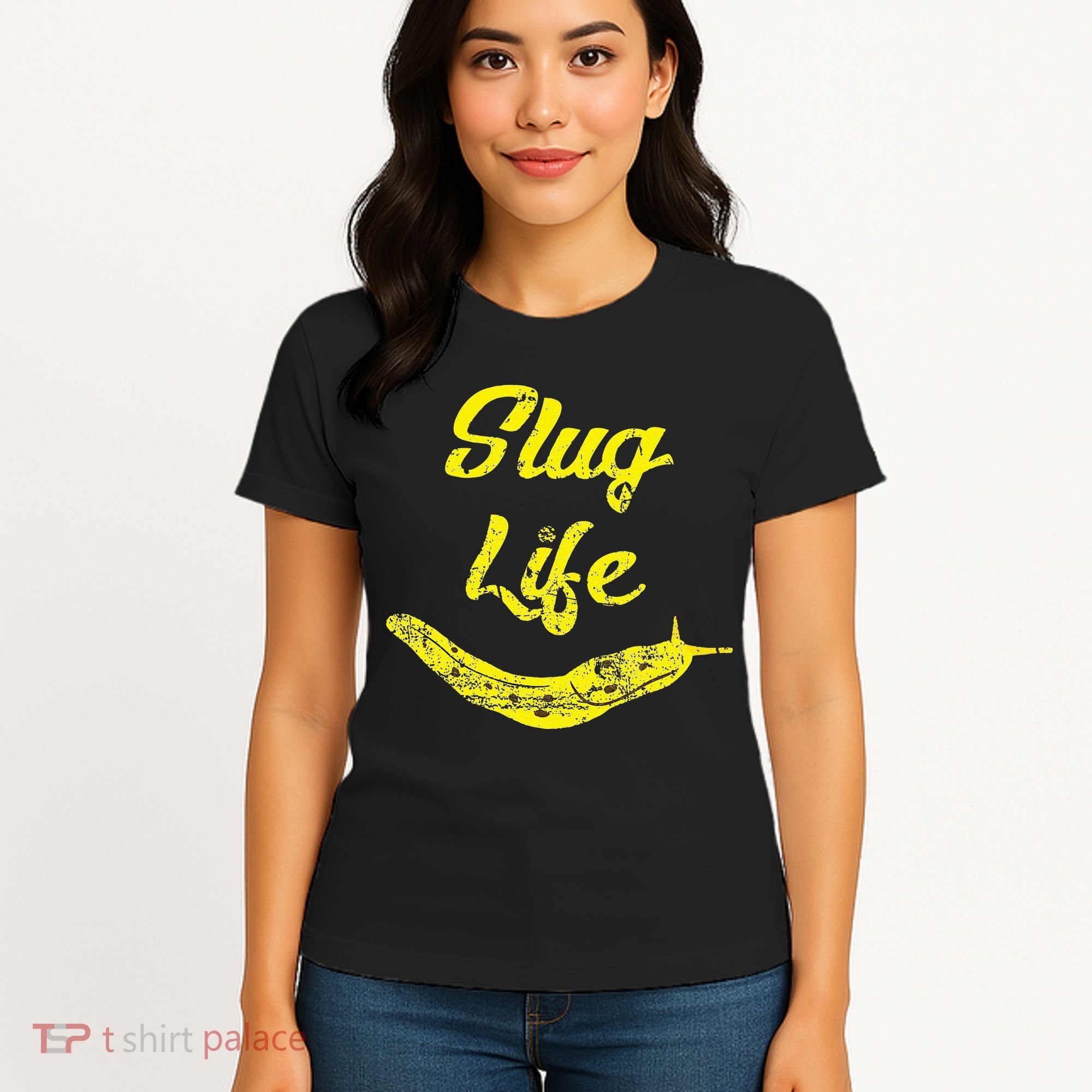 Slug Life Yellow Banana Slug Distressed Women's T-Shirt