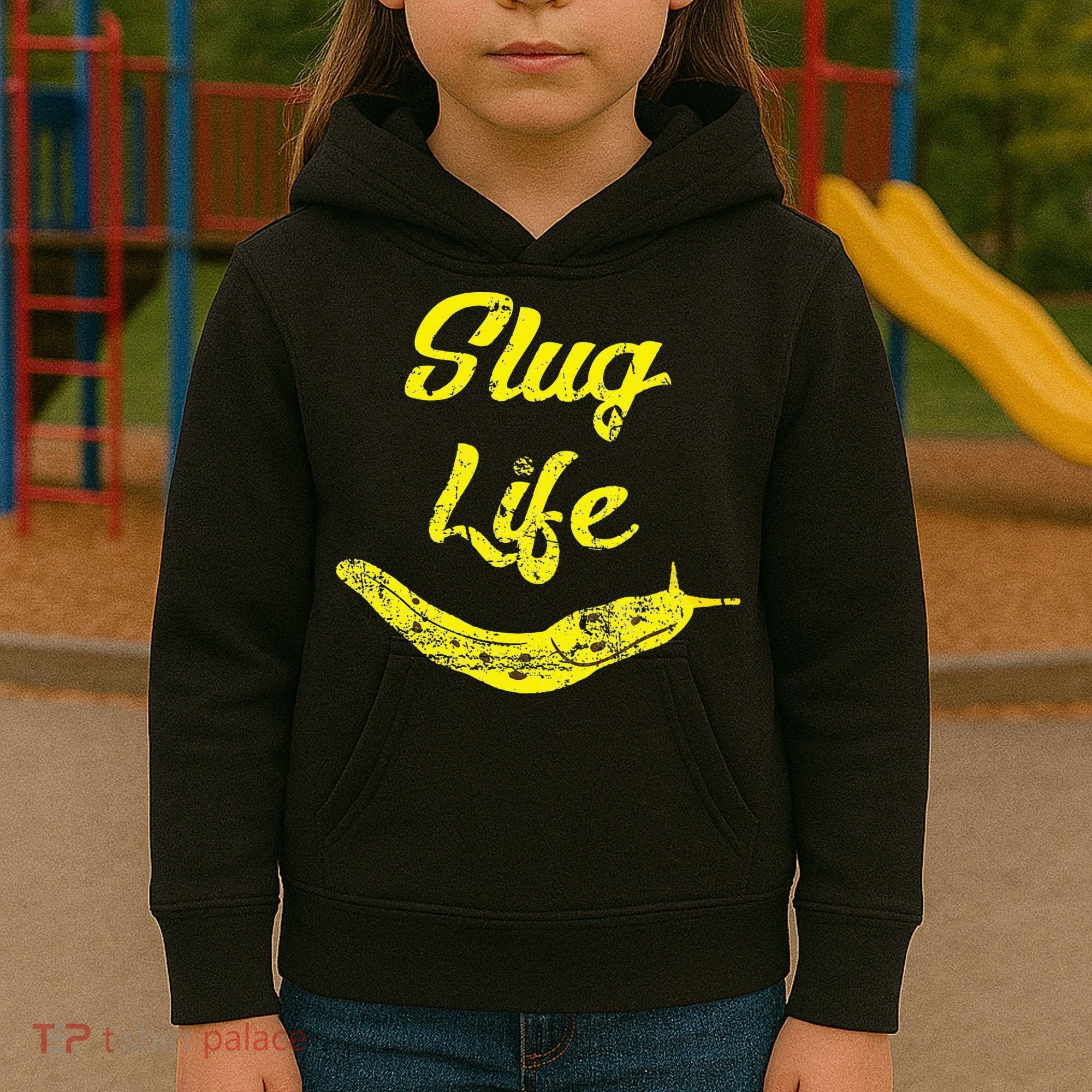 Slug Life Yellow Banana Slug Distressed Kids Hoodie