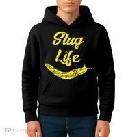 Slug Life Yellow Banana Slug Distressed Kids Hoodie thumb 4