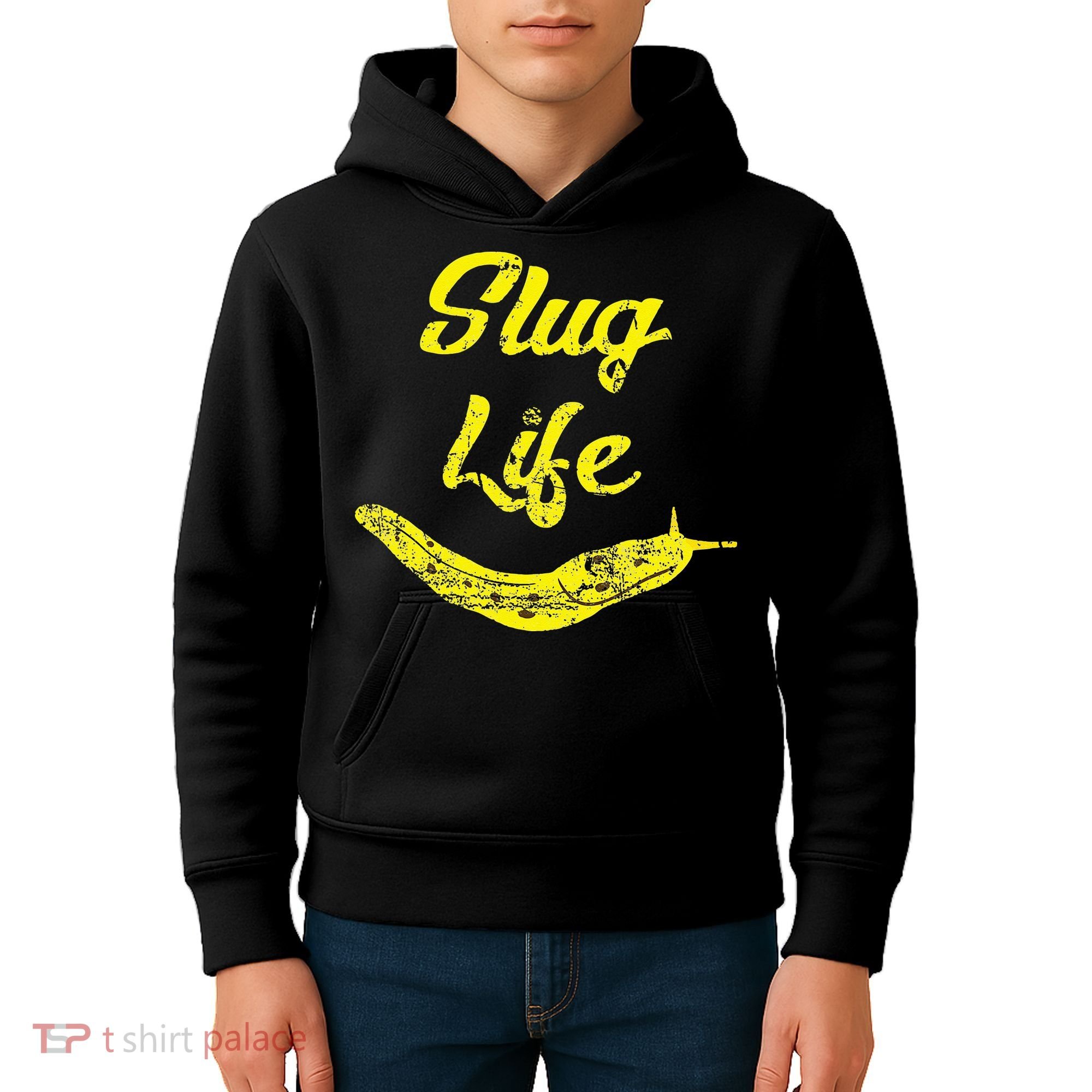 Slug Life Yellow Banana Slug Distressed Kids Hoodie