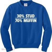 Stud Muffin 30/70 Funny Over 40 Dad Bod Gift Kids Sweatshirt thumb 0