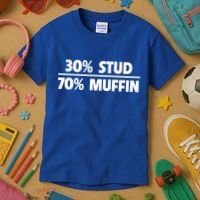 Stud Muffin 30/70 Funny Over 40 Dad Bod Gift Kids T-Shirt thumb 3