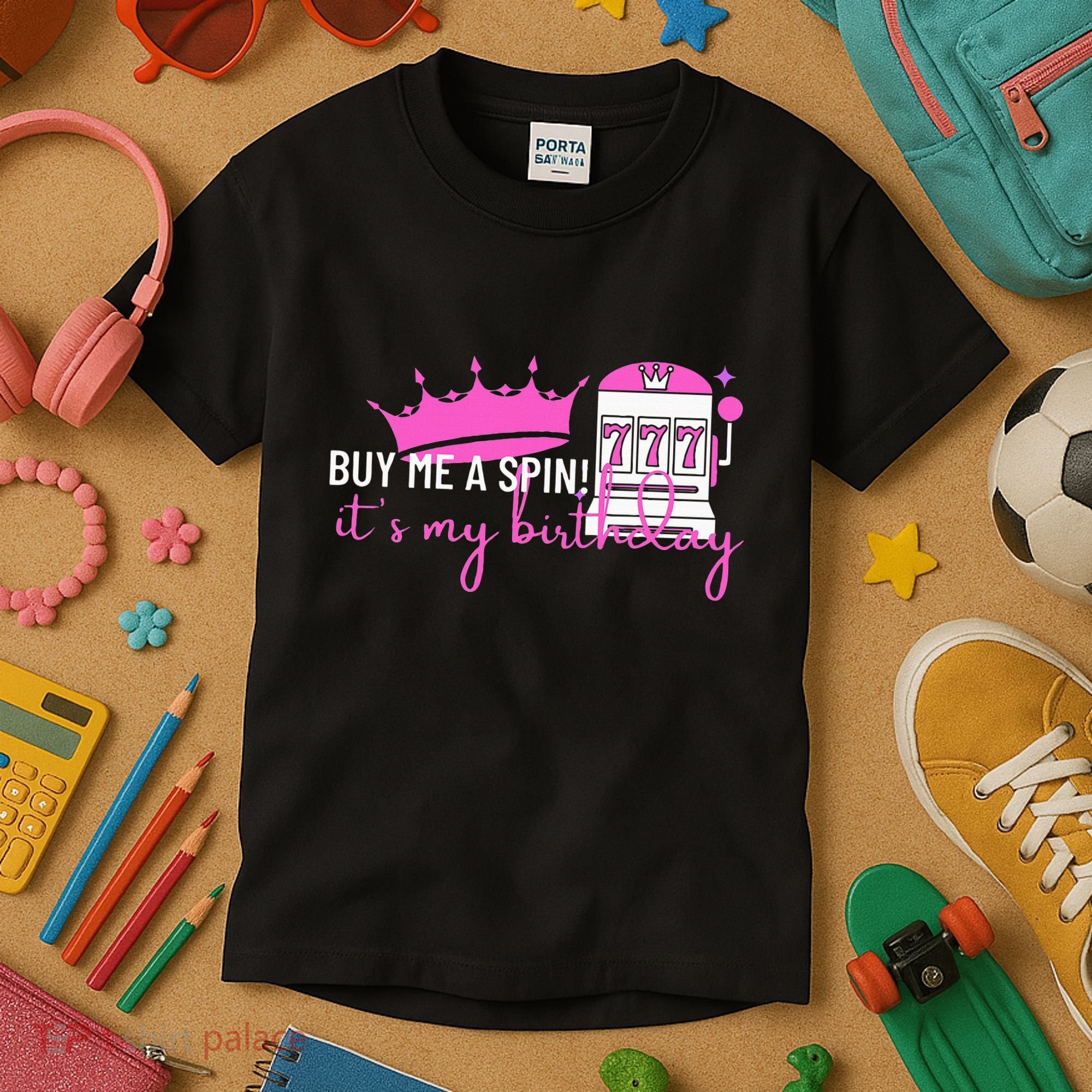 Slot Machine 777 Lucky Birthday Gambling Casino Kids T-Shirt
