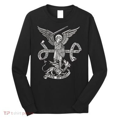 St Michael Archangel Catholic Angel Defend Us Long Sleeve Shirt