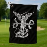 St Michael Archangel Catholic Angel Defend Us Golf Towel thumb 1