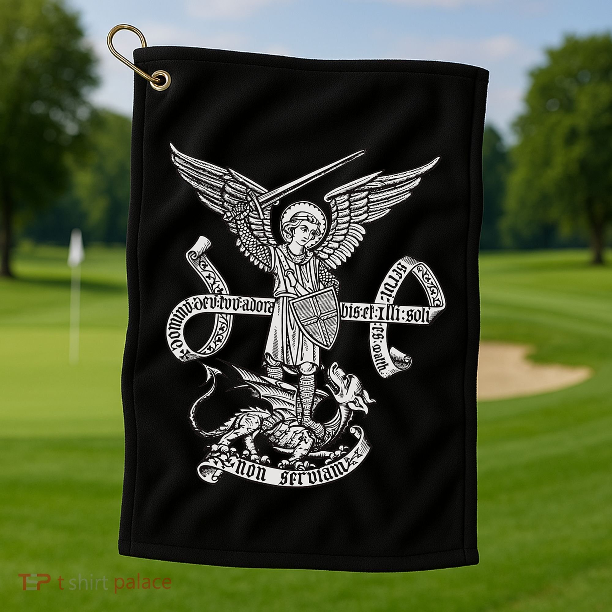 St Michael Archangel Catholic Angel Defend Us Golf Towel