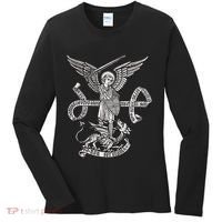 St Michael Archangel Catholic Angel Defend Us Women's Long Sleeve Shirt thumb 0