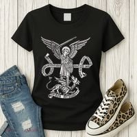 St Michael Archangel Catholic Angel Defend Us Women's T-Shirt thumb 3