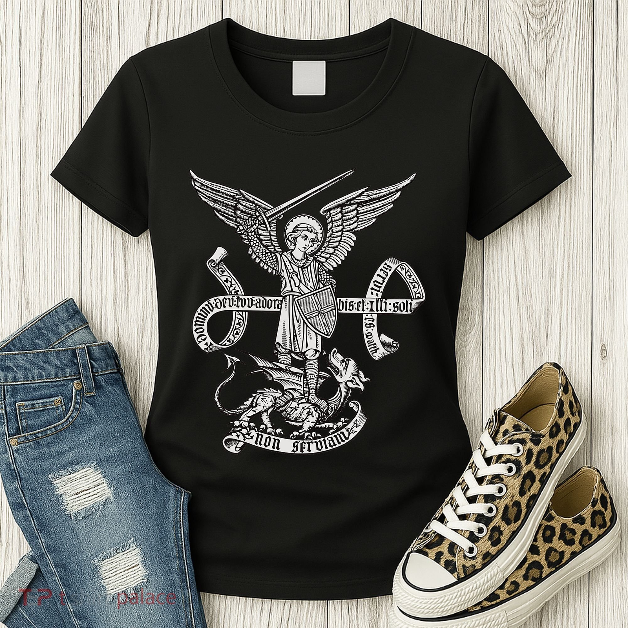 St Michael Archangel Catholic Angel Defend Us Women's T-Shirt
