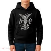 St Michael Archangel Catholic Angel Defend Us Kids Hoodie thumb 4
