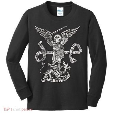 St Michael Archangel Catholic Angel Defend Us Kids Long Sleeve Shirt