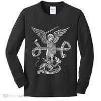 St Michael Archangel Catholic Angel Defend Us Kids Long Sleeve Shirt thumb 0