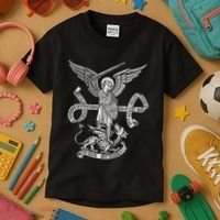 St Michael Archangel Catholic Angel Defend Us Kids T-Shirt thumb 3
