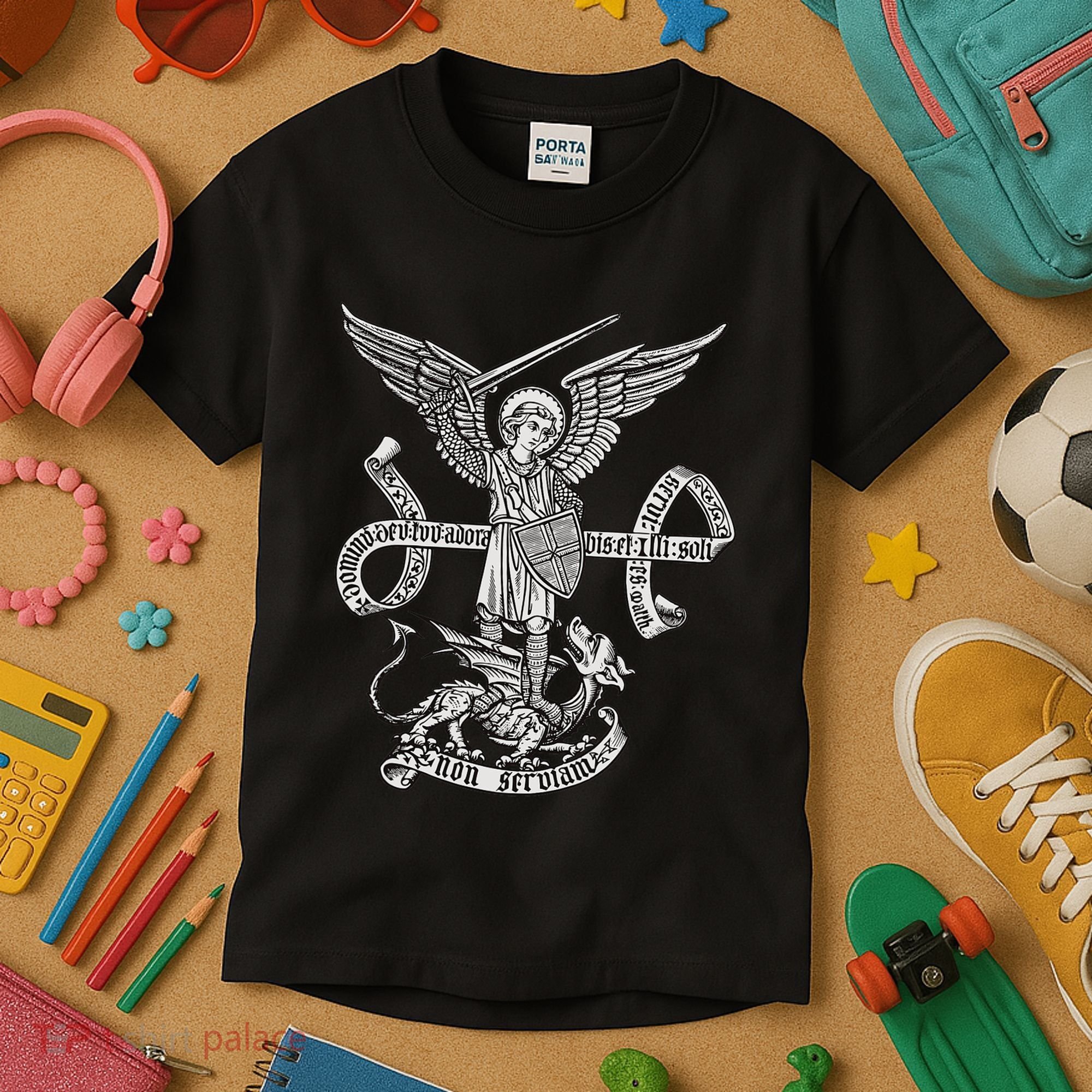 St Michael Archangel Catholic Angel Defend Us Kids T-Shirt