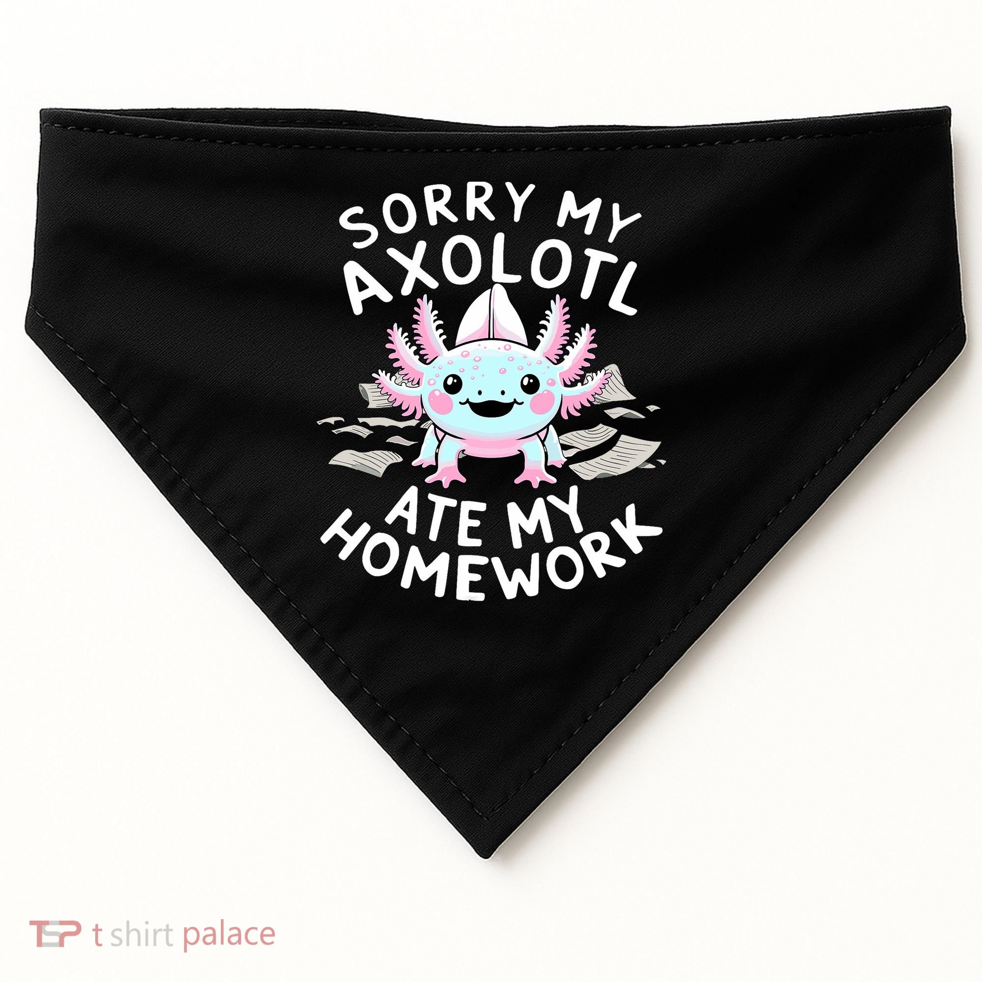 Sorry My Axolotl Ate My Homework Kawaii Axolotl USA-Made Doggie Bandana
