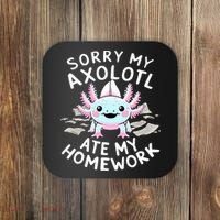 Sorry My Axolotl Ate My Homework Kawaii Axolotl Coaster thumb 0