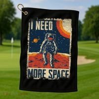 Space Man Astronaut Retro I Need More Space Golf Towel thumb 1