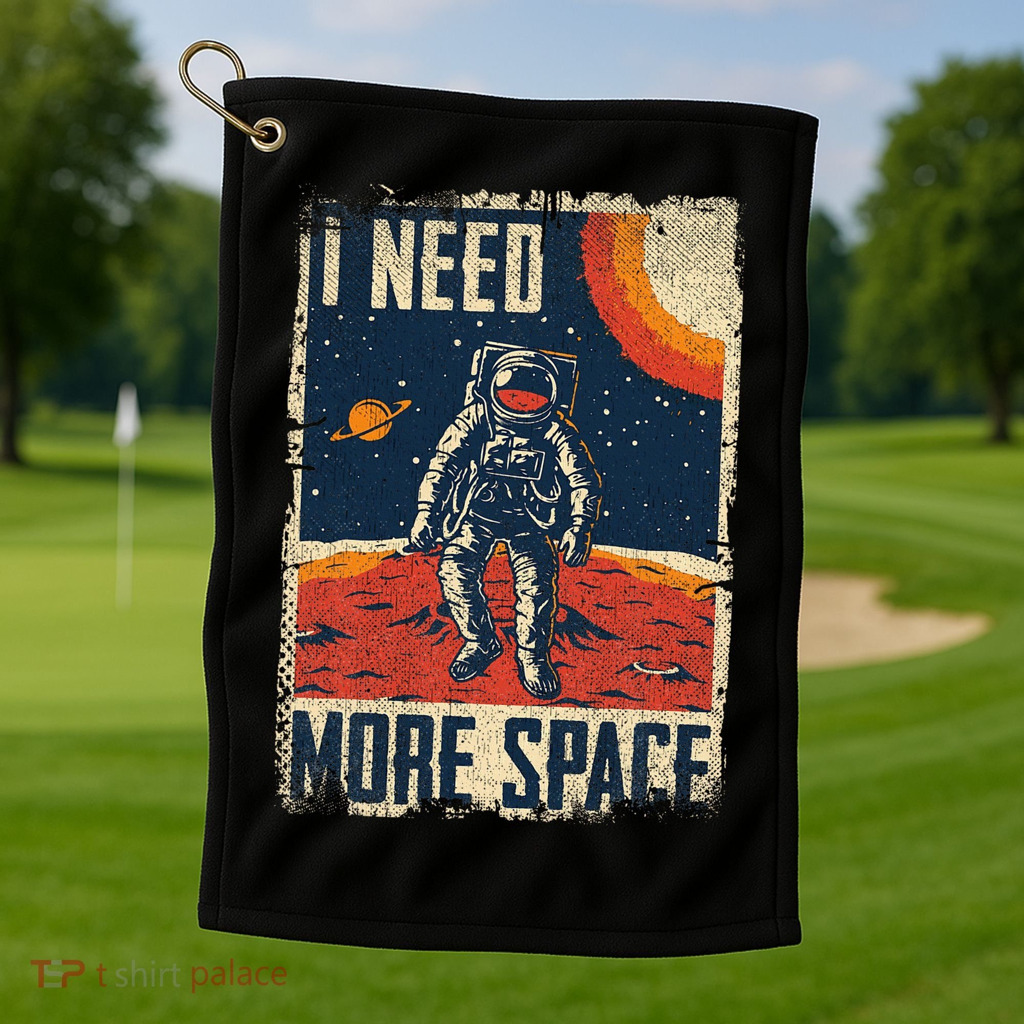 Space Man Astronaut Retro I Need More Space Golf Towel