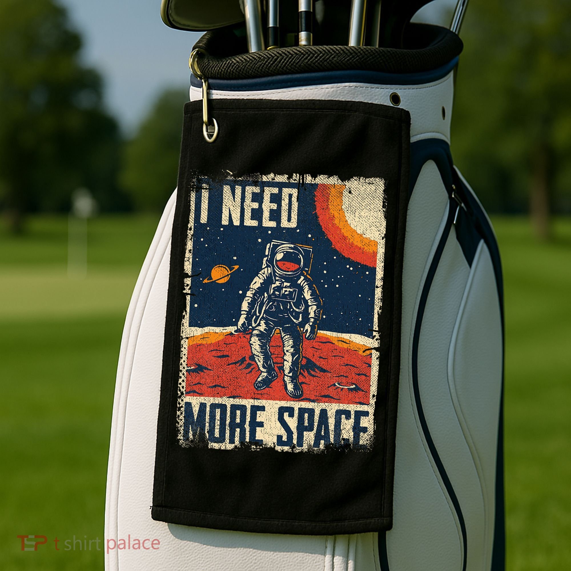 Space Man Astronaut Retro I Need More Space Golf Towel