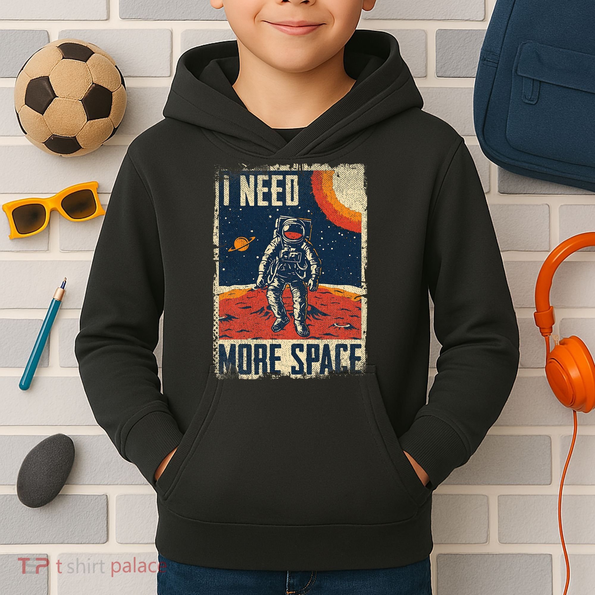Space Man Astronaut Retro I Need More Space Kids Hoodie