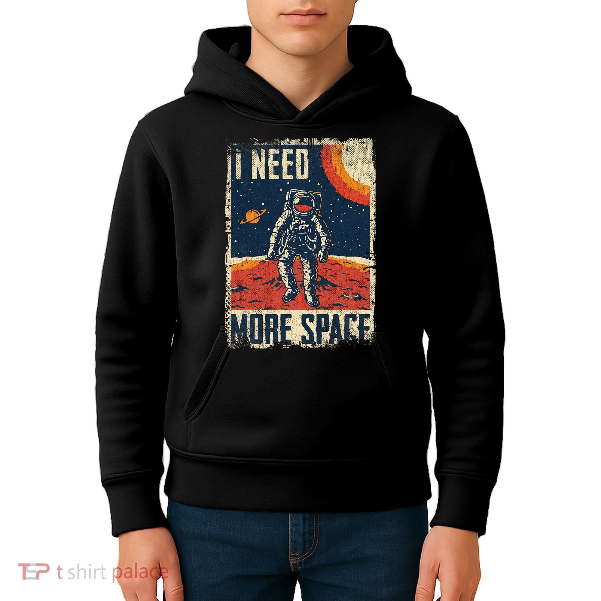 Space Man Astronaut Retro I Need More Space Kids Hoodie